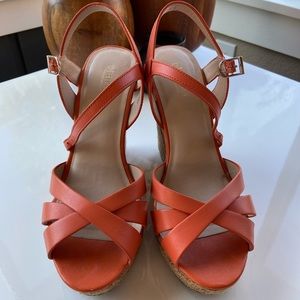 Charles David Orange Wedges Size 7M
